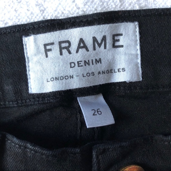 FRAME Black Denim Ripped 26 Le Skinny Film Noir - Picture 7 of 15